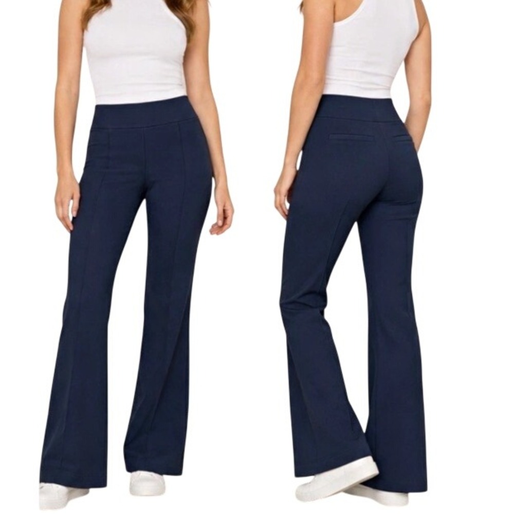 Spanx Pants Womens Medium 20252R The Perfect Pant Hi-Rise Flare Navy EUC
